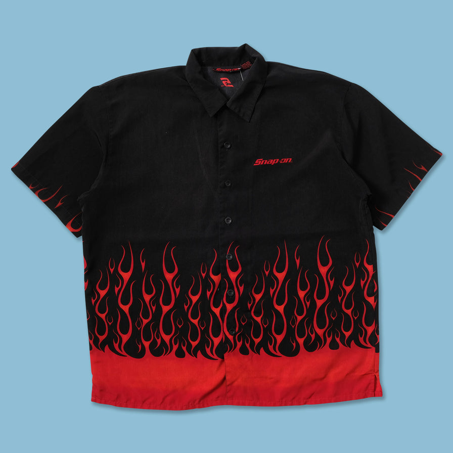 Y2K Flames Shirt XXL - Double Double Vintage