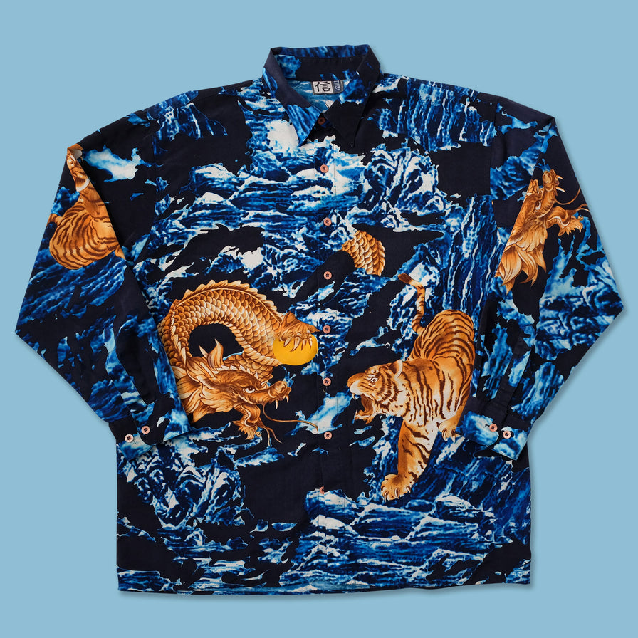 Y2K Dragon & Tiger Shirt XXL - Double Double Vintage