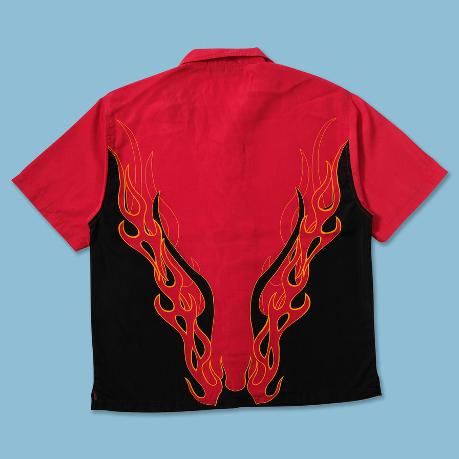 Y2K Flames Shirt XLarge - Double Double Vintage