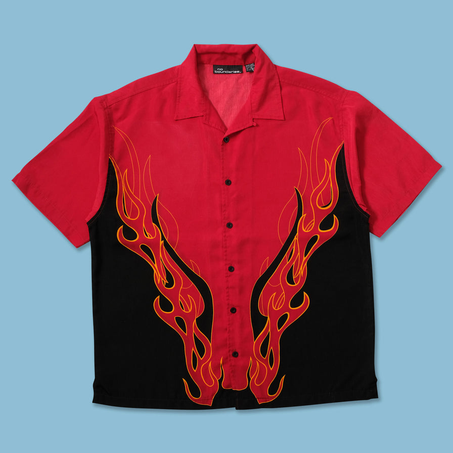 Y2K Flames Shirt XLarge - Double Double Vintage