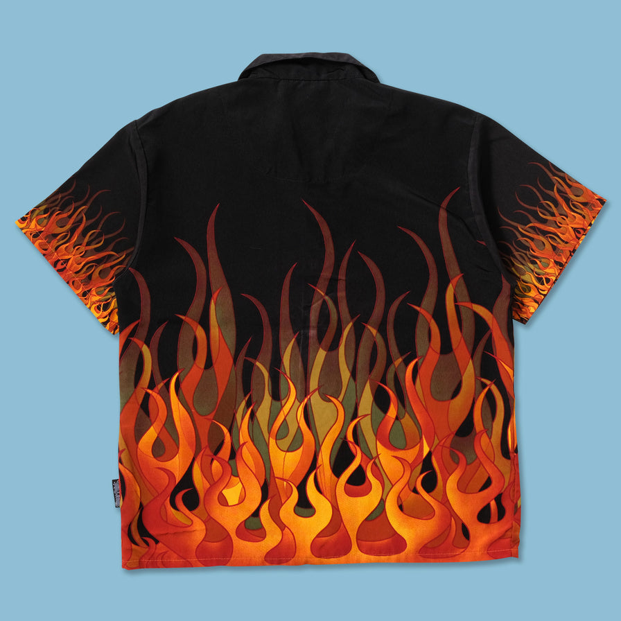 Y2K Flames Shirt Small - Double Double Vintage