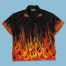 Y2K Flames Shirt Small - Double Double Vintage