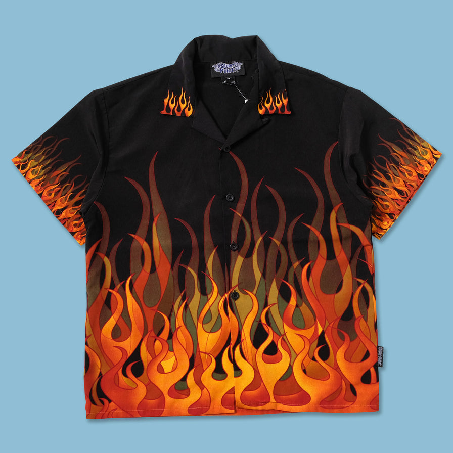 Y2K Flames Shirt Small - Double Double Vintage