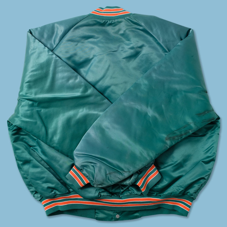 Vintage Miami Dolphins Satin Bomber Jacket Medium - Double Double Vintage