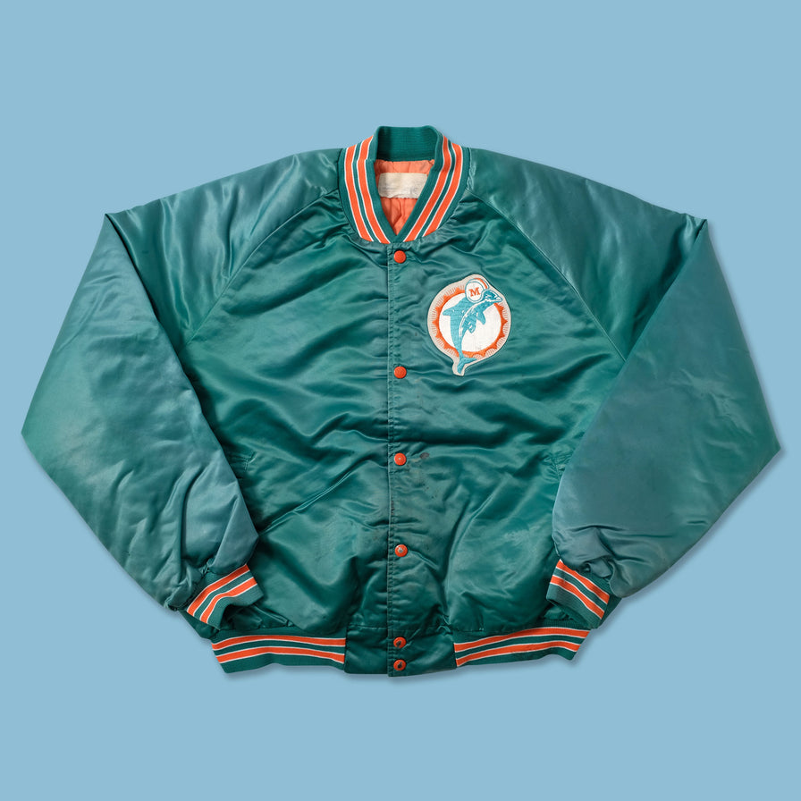 Vintage Miami Dolphins Satin Bomber Jacket Medium - Double Double Vintage