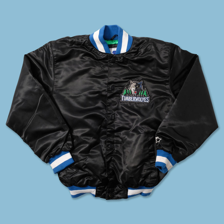 Women's Starter Minnesota Timberwolves Satin Bomber Jacket Small - Double Double Vintage
