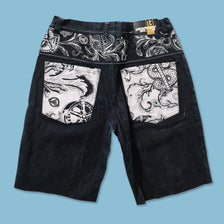 Y2K Raw Blue Baggy Shorts W32 