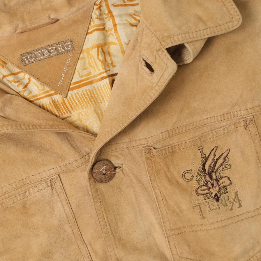 Vintage 1994 Iceberg Wile E. Coyote Leather Jacket XLarge 