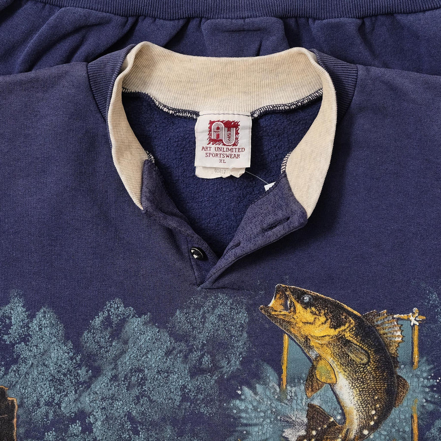 Vintage Fishing Sweater XLarge 