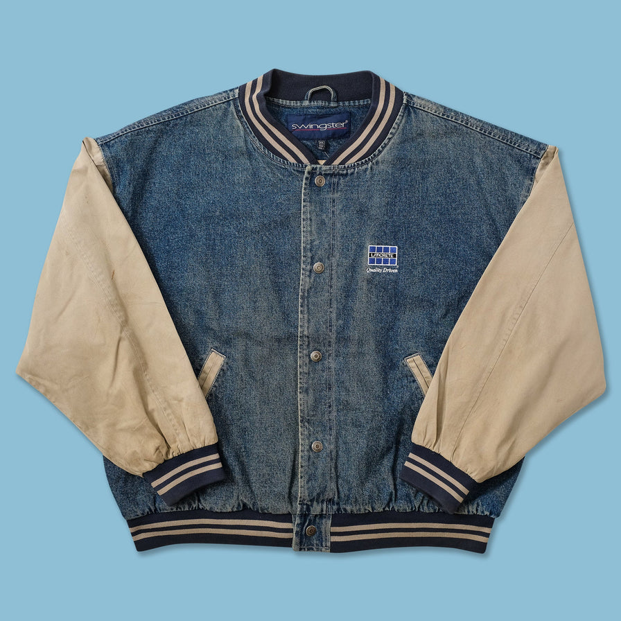Vintage Denim Varsity Jacket XXLarge 