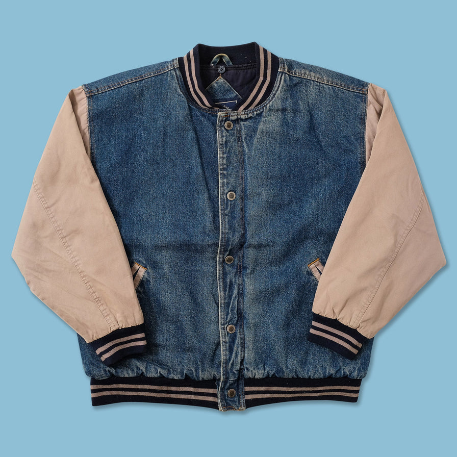 Vintage Route 66 Padded Denim Varsity Jacket Medium 