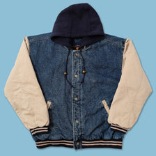 Vintage Route 66 Padded Denim Varsity Jacket Medium 