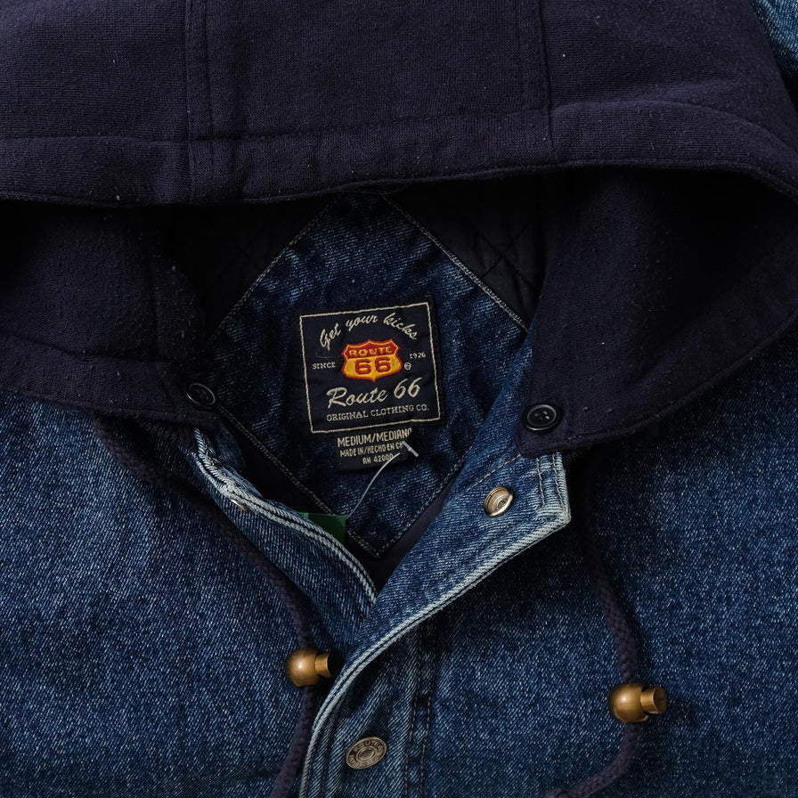 Vintage Route 66 Padded Denim Varsity Jacket Medium 