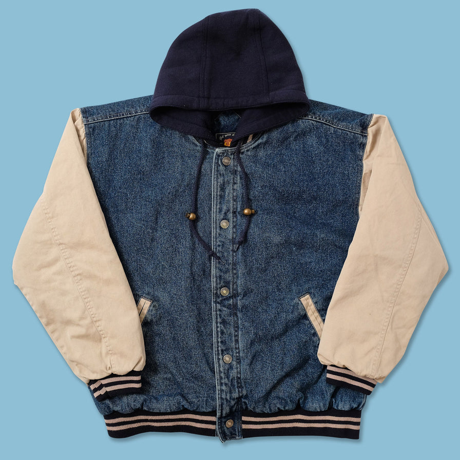Vintage Route 66 Padded Denim Varsity Jacket Medium 