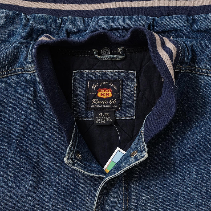 Vintage Route 66 Padded Denim Varsity Jacket XLarge 