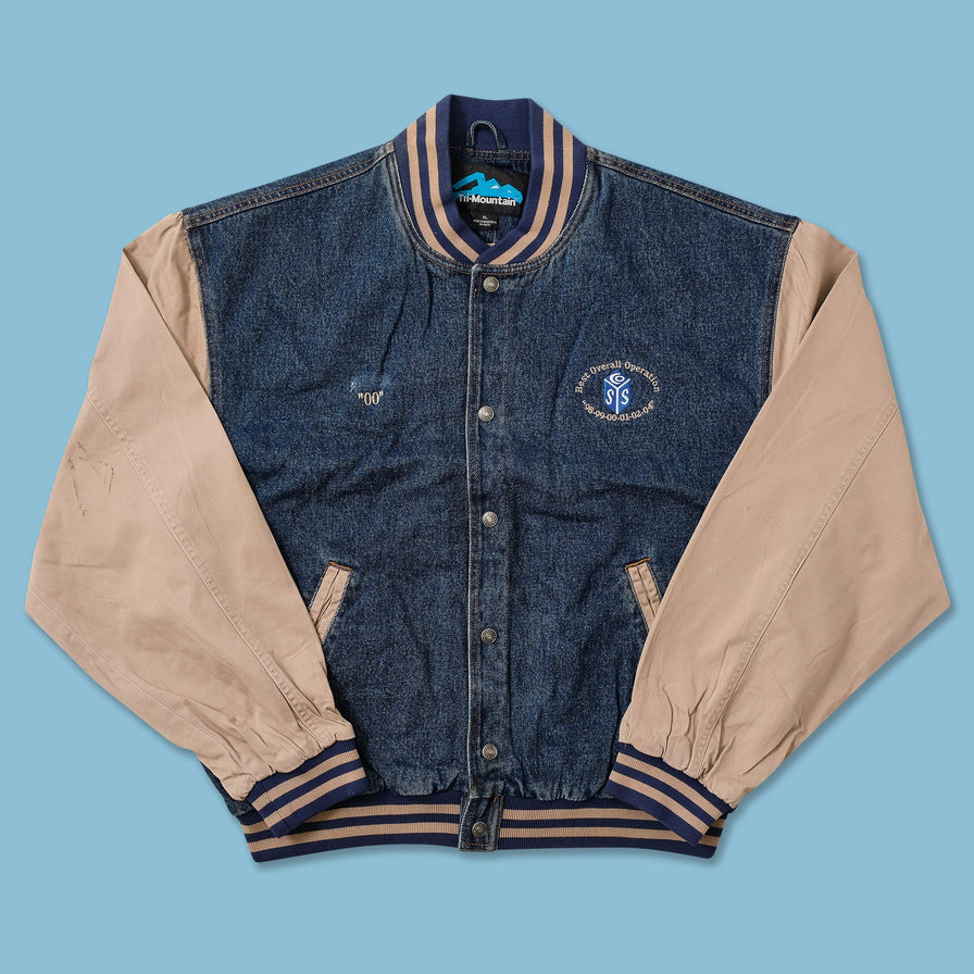 Vintage Denim Varsity Jacket XLarge 