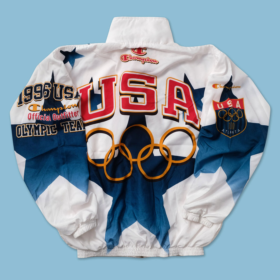 1996 Champion Olympics USA Track Jacket Medium - Double Double Vintage