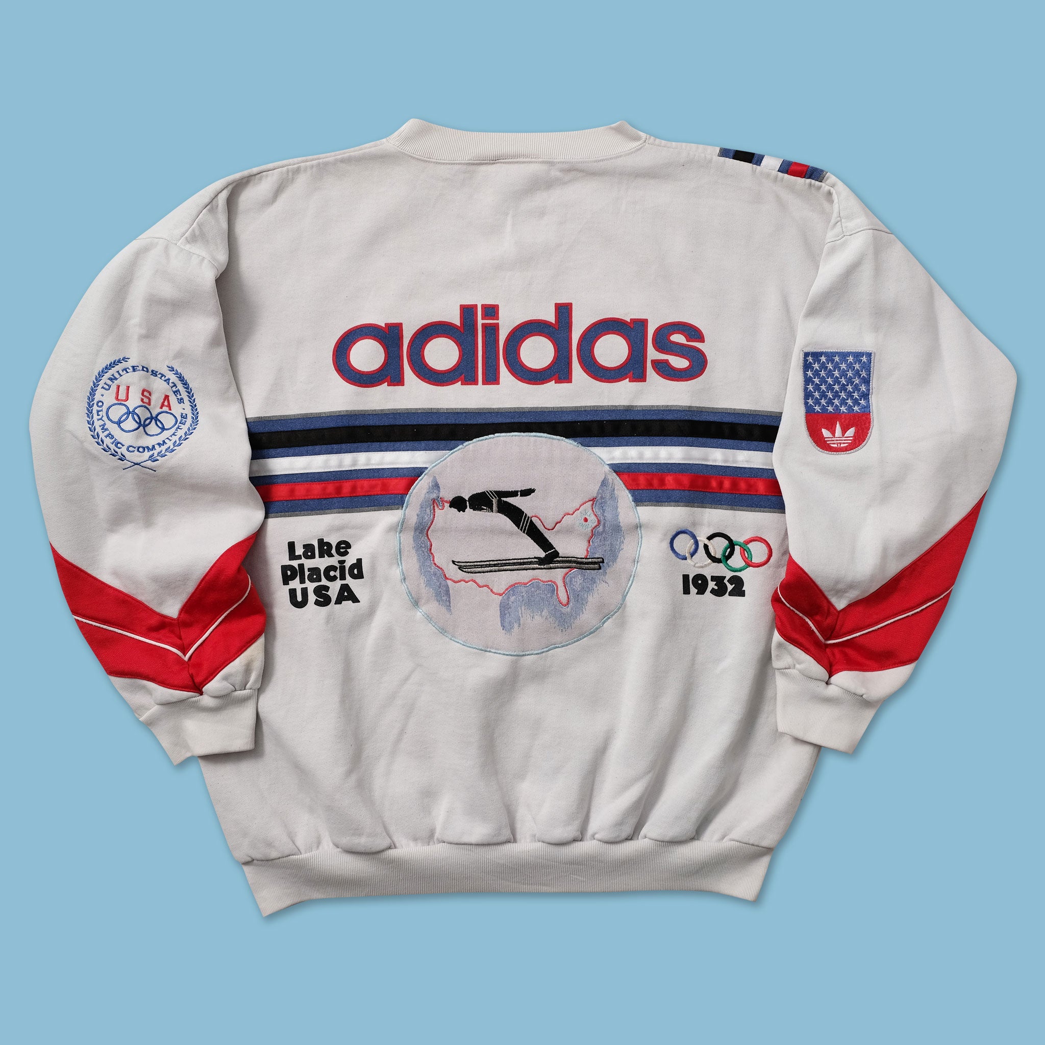 Vintage adidas Olympics Lake Placid '80 Sweater XLarge | Double