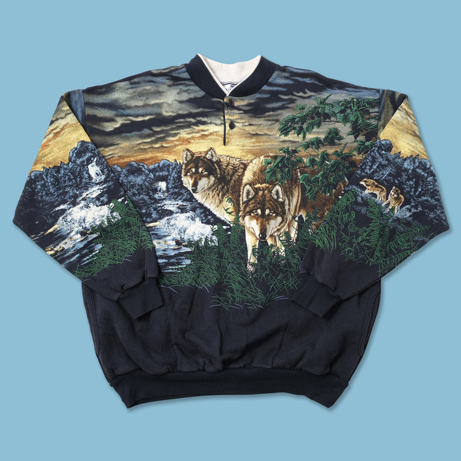 Vintage Wolves Sweater Large 