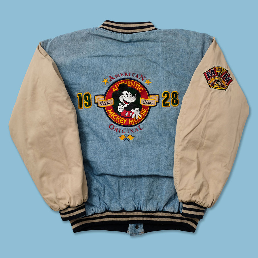 Vintage Mickey Mouse Denim Varsity Jacket XLarge