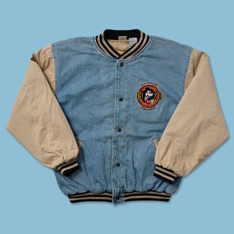 Vintage Mickey Mouse Denim Varsity Jacket XLarge