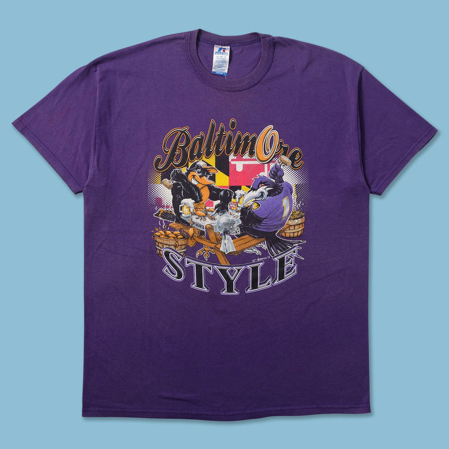 2013 Russell Baltimore Ravens T-Shirt XLarge - Double Double Vintage