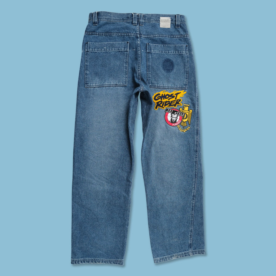 Vintage Johnny Blaze Marvel Denim Pants 34x32 