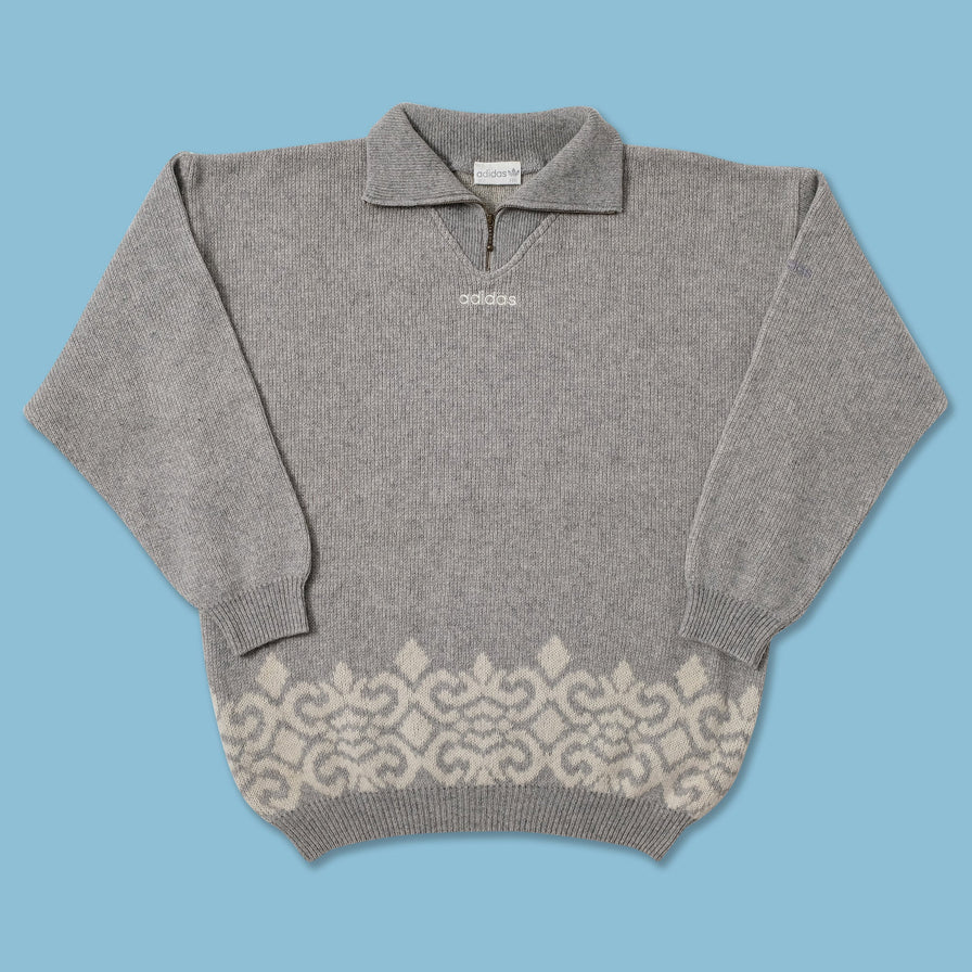 Vintage DS adidas Q-Zip Knit Sweater Large 