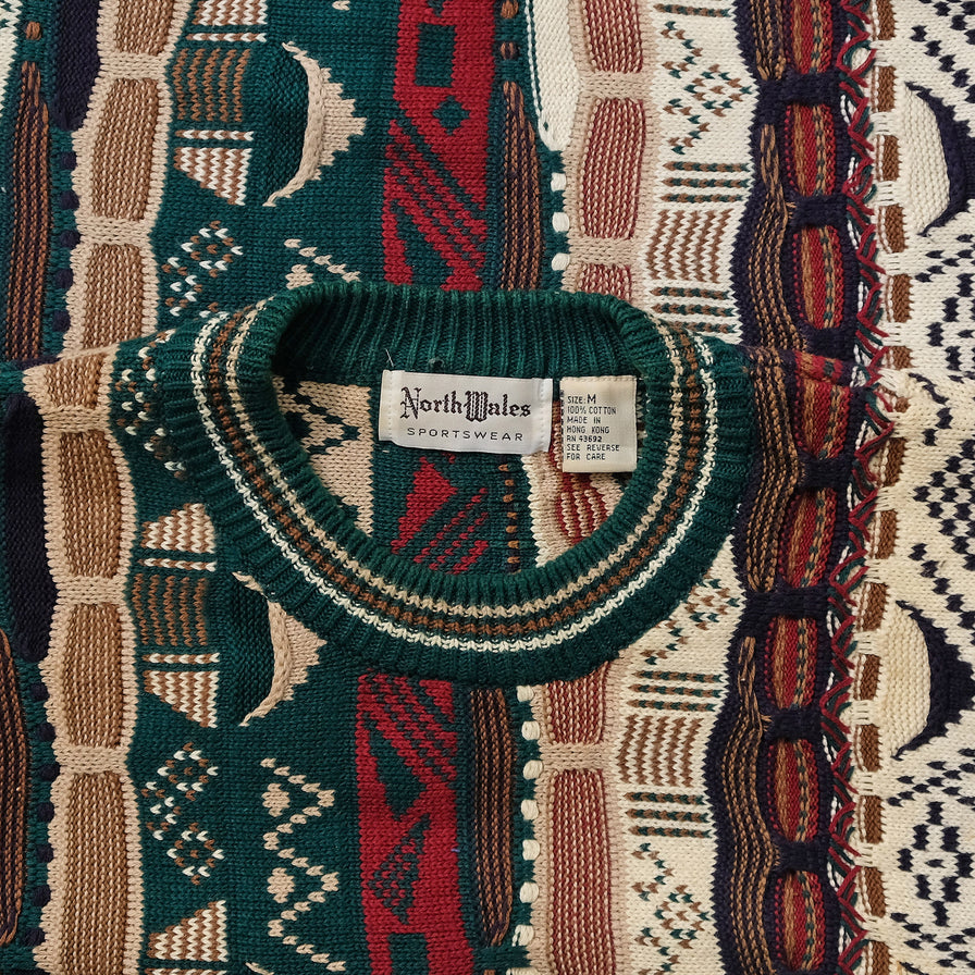Vintage Coogi Style Knit Sweater Medium 