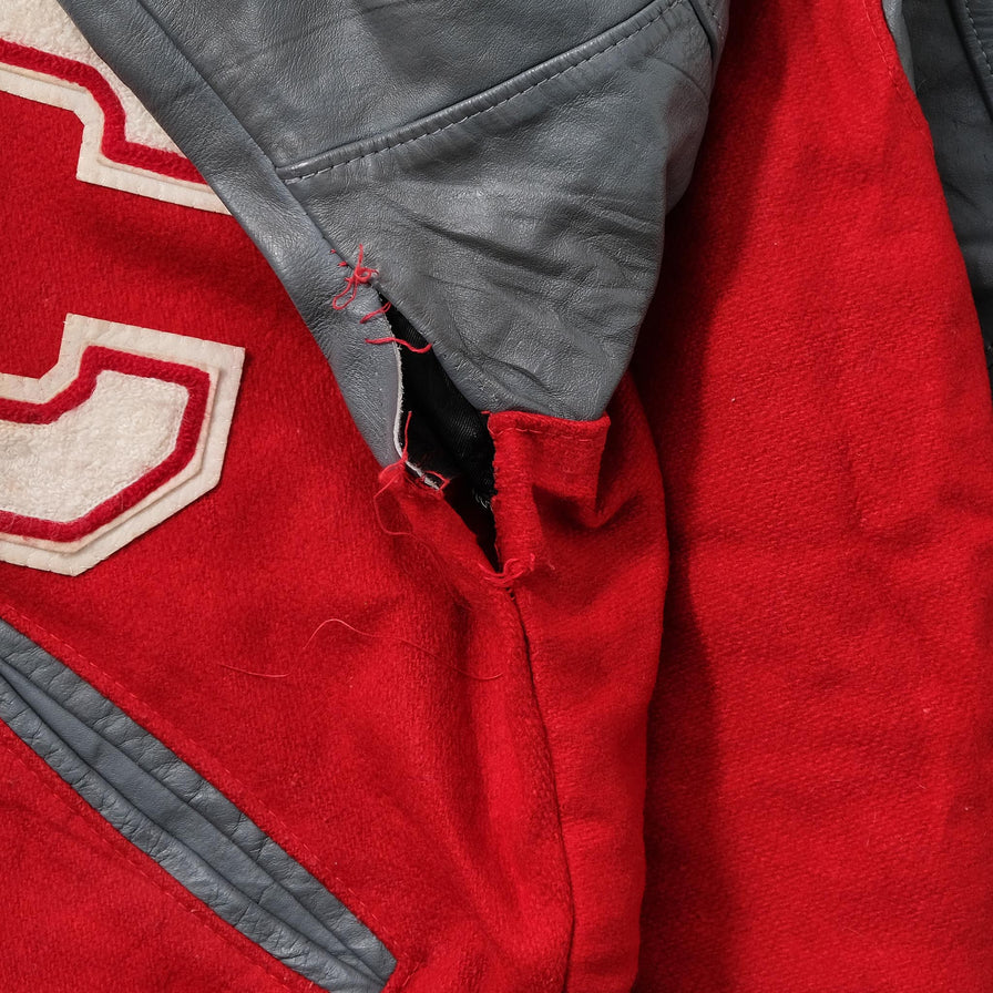 80s Leather Varsity Jacket Small 