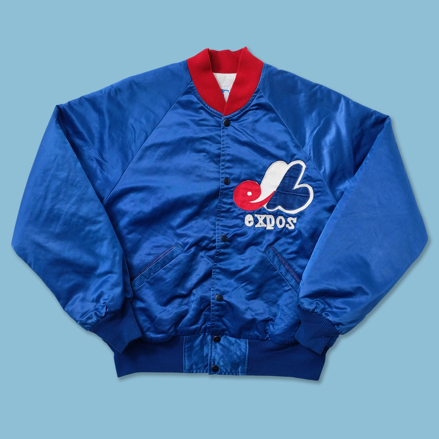 Vintage Starter Montreal Expos Satin Bomber Jacket Large 
