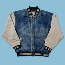 Vintage Denim Varsity Jacket Medium 