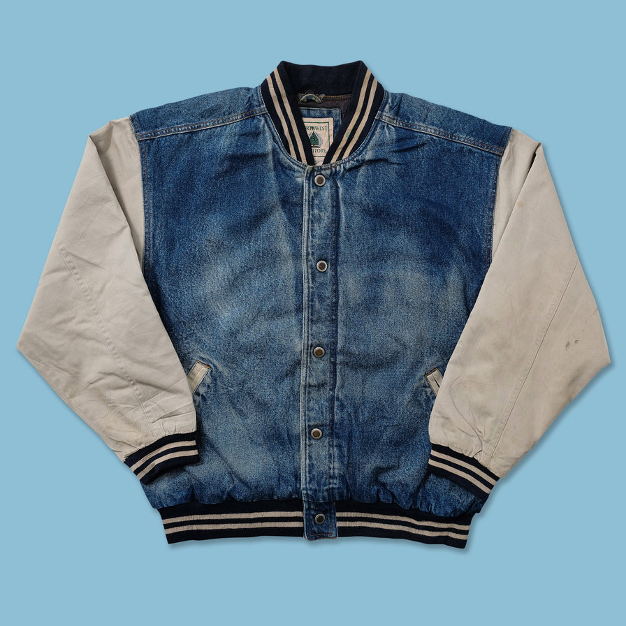 Vintage Denim Varsity Jacket Medium 