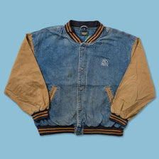 Vintage Denim Varsity Jacket XXL 