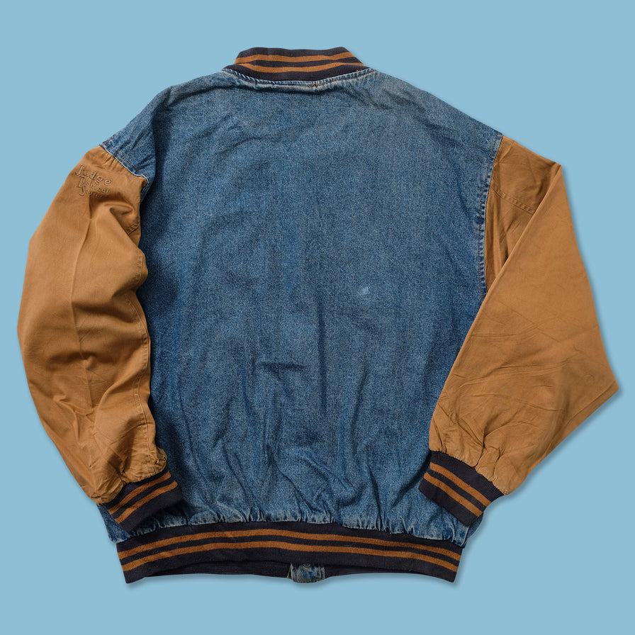 Vintage Denim Varsity Jacket Large 