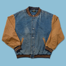 Vintage Denim Varsity Jacket Large 