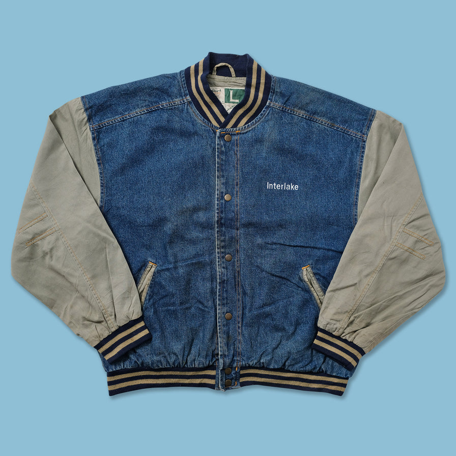 Vintage Denim Varsity Jacket Large 