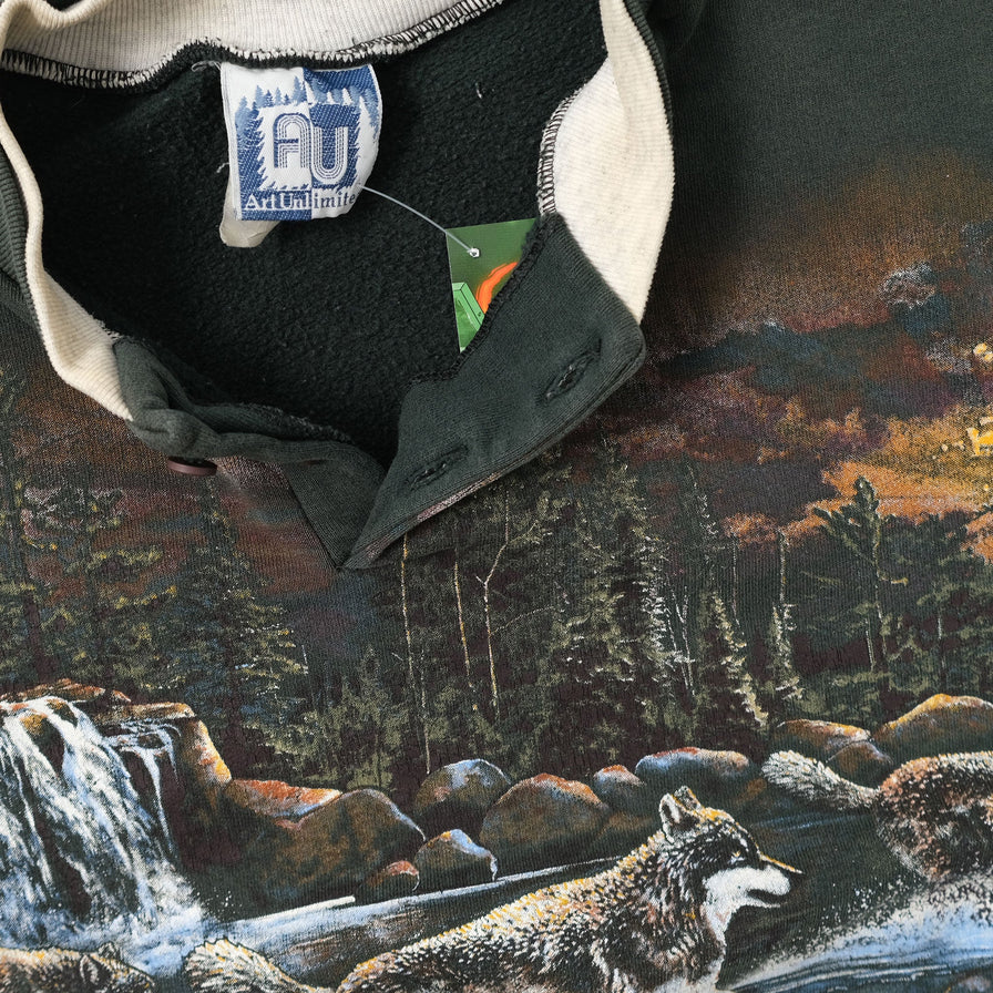 Vintage Wolves Sweater Large 
