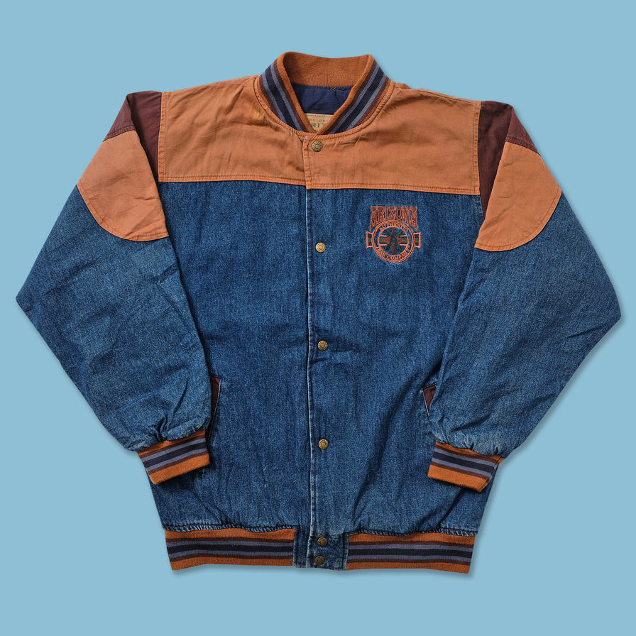 Vintage Denim Varsity Jacket Large 