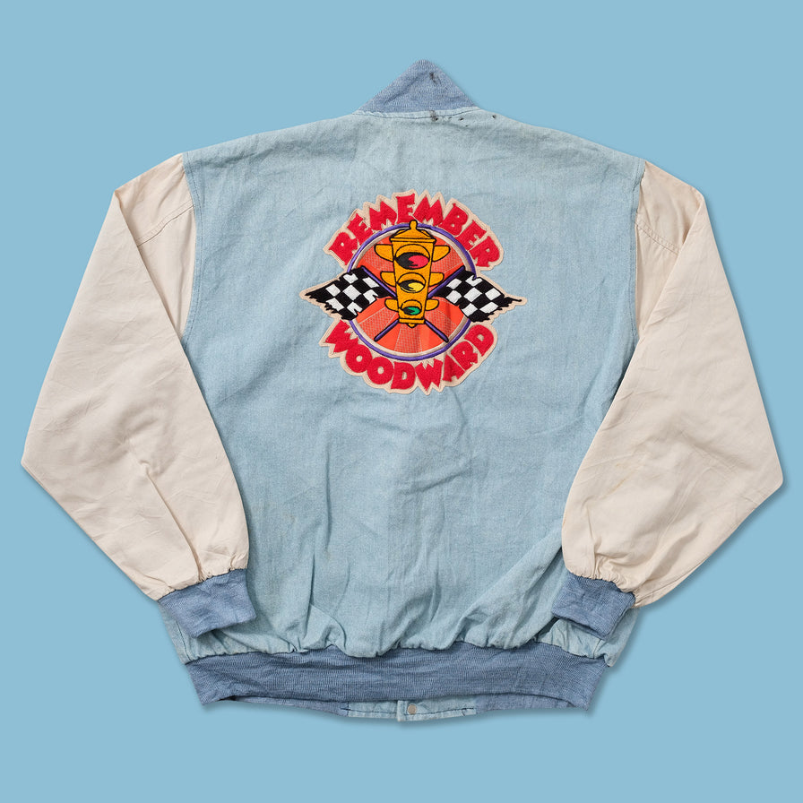 Vintage Denim Varsity Jacket Large 