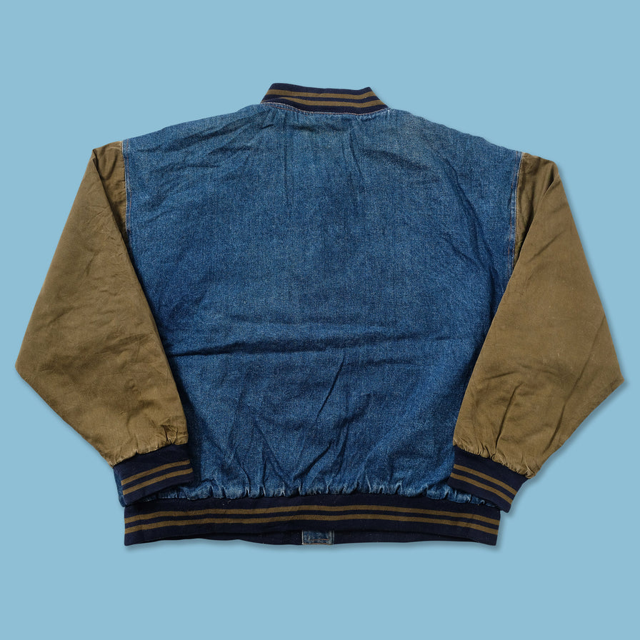 Vintage Denim Varsity Jacket XLarge 