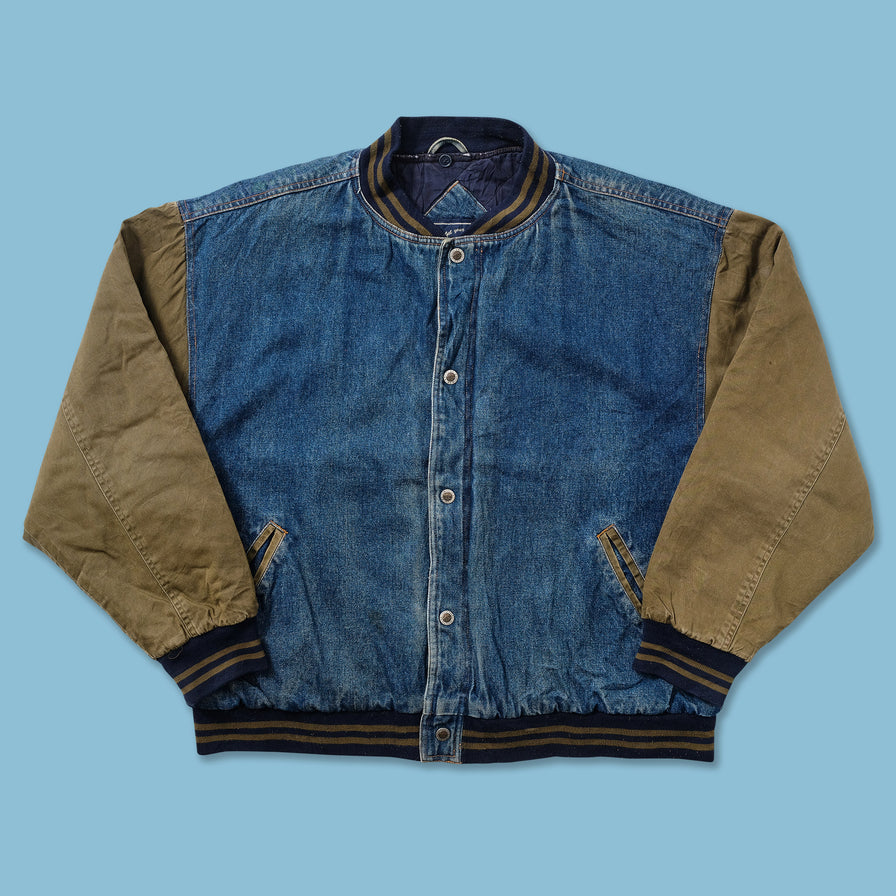 Vintage Denim Varsity Jacket XLarge 
