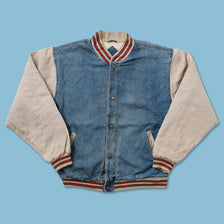 Vintage Denim Varsity Jacket XLarge 
