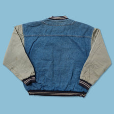 Vintage No Fear Denim Varsity Jacket Large 