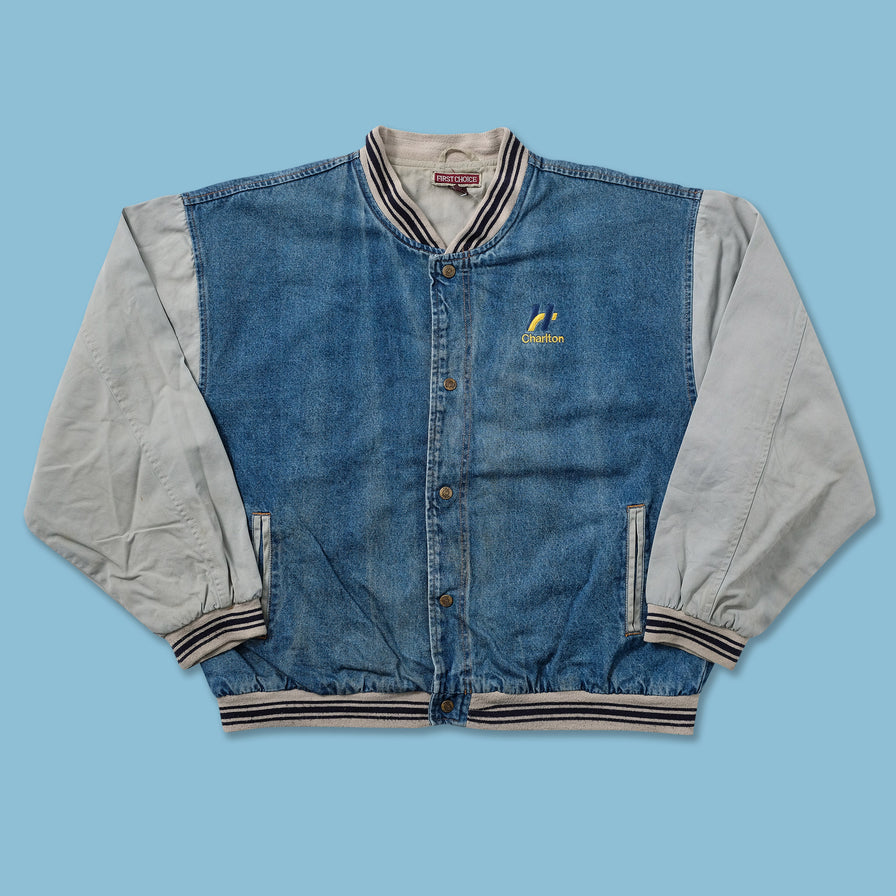 Vintage Denim Varsity Jacket Large 