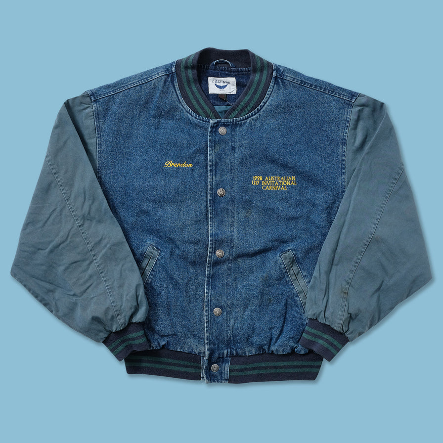 1998 Denim Varsity Jacket Medium 