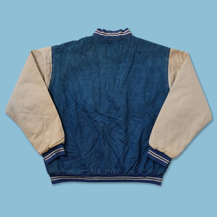 Vintage Denim Varsity Jacket XXL 