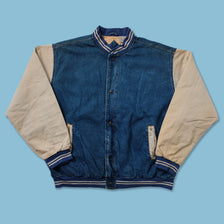 Vintage Denim Varsity Jacket XXL 