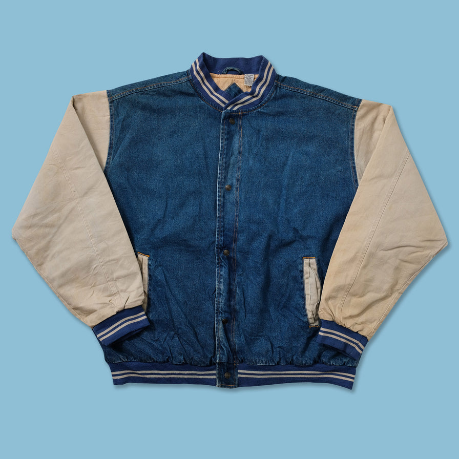 Vintage Denim Varsity Jacket XXL 