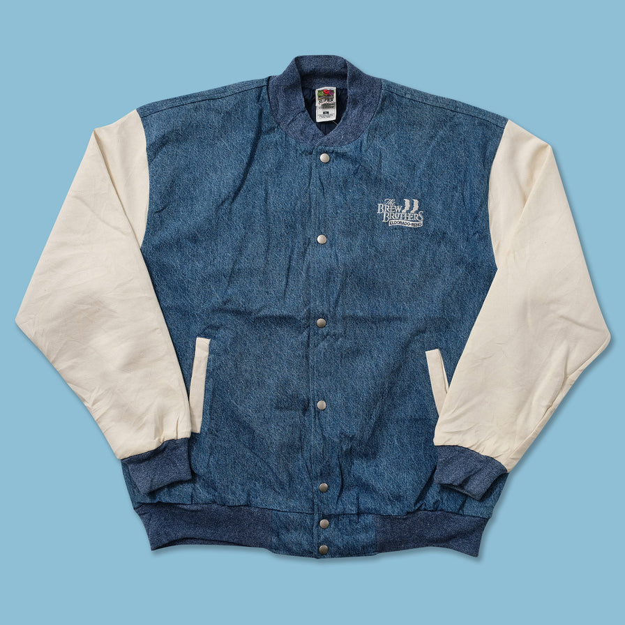 Vintage The Brew Brothers Denim Varsity Jacket XLarge 